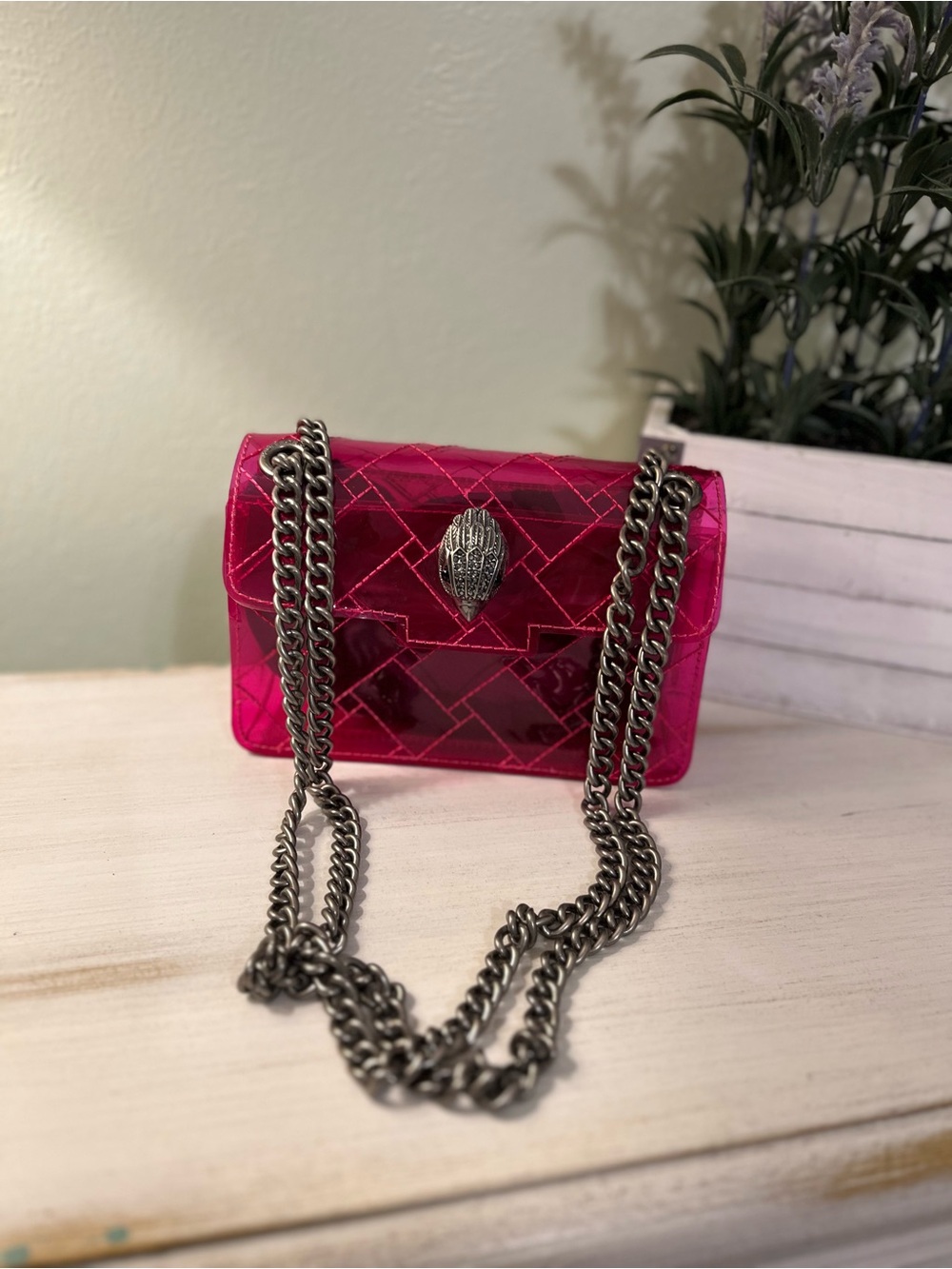 Kurt Geiger London Kensington Transparent Mini Shoulder/Crossbody Bag Pink